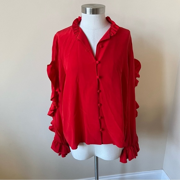 Alexis Rocio 100% silk ruffle blouse 17626 - Picture 9 of 16